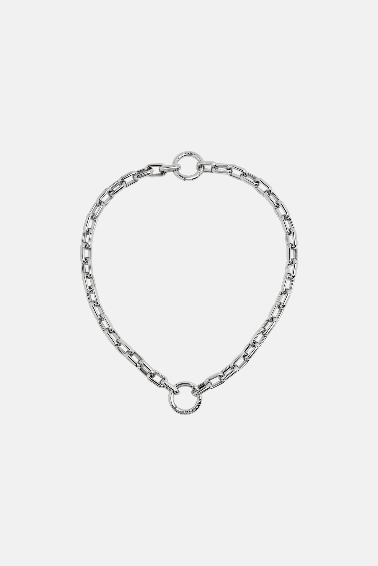 The Dual-Ring Clasp Necklace Silver - JULIA SKERGETH