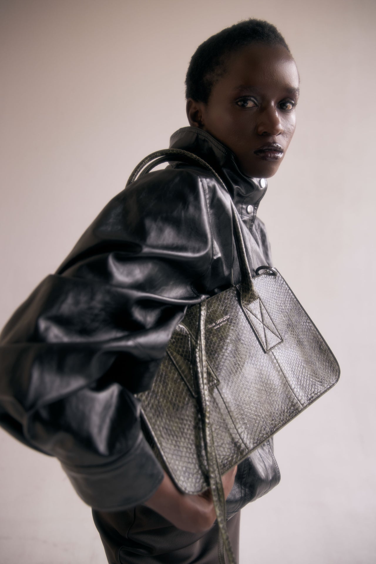 TAKEAWAY BAG MEDIUM Watersnake Olive