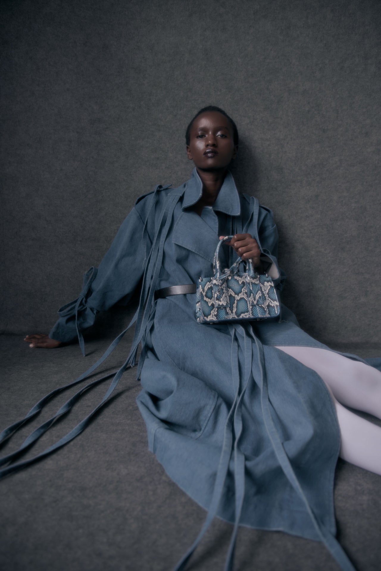 TAKEAWAY BAG SMALL Python Blue