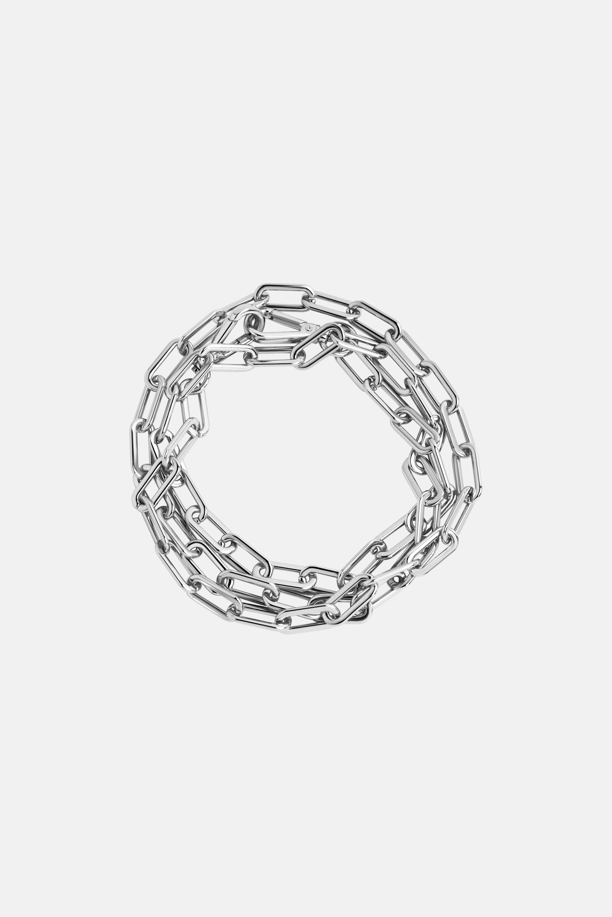 The LAYERED CHAIN NECKLACE Silver - JULIA SKERGETH